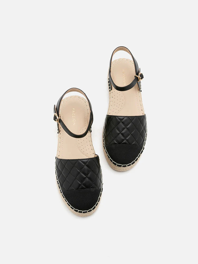 PAZZION, Hans Quilted Espadrille Slingbacks, Black