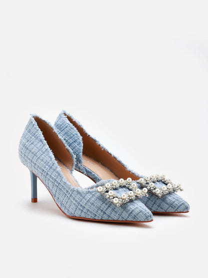 PAZZION, Harriet Embellished High Heels, Blue