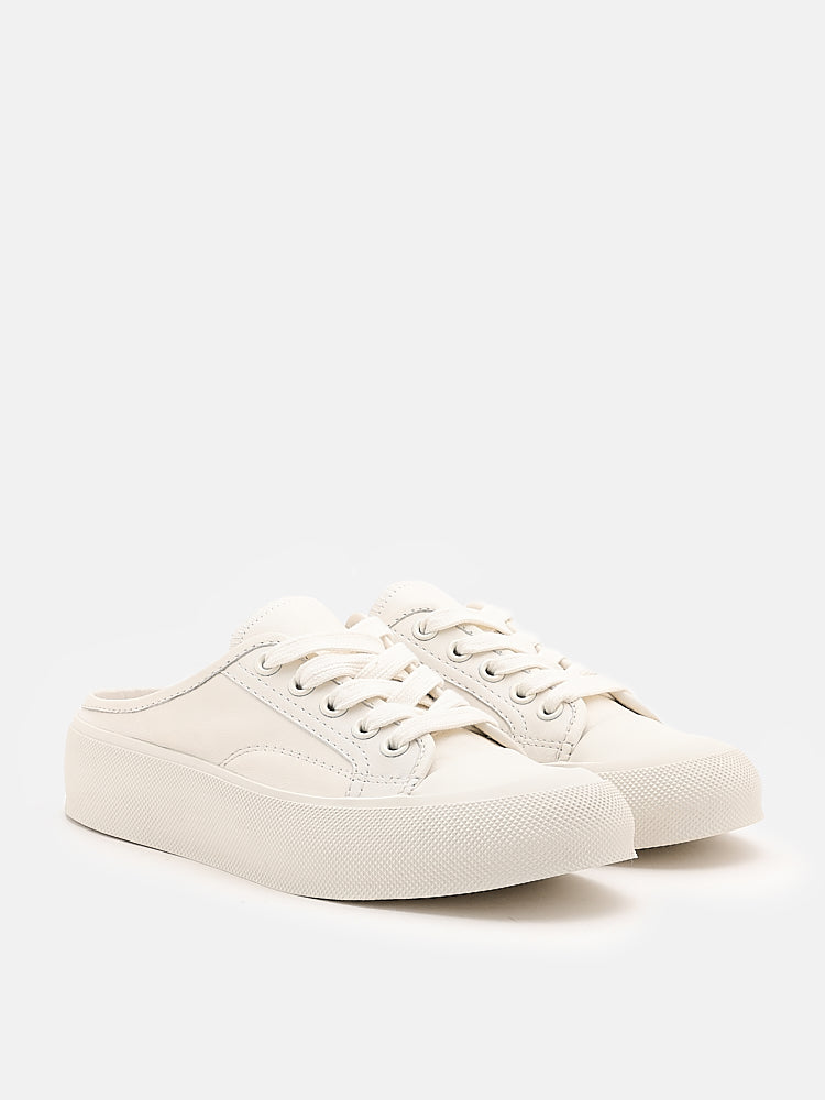PAZZION, Hazel Laced Up Design Sneaker Mulesï¿½, White