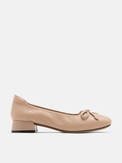 PAZZION, Hearts For You Low Block Heels, Almond