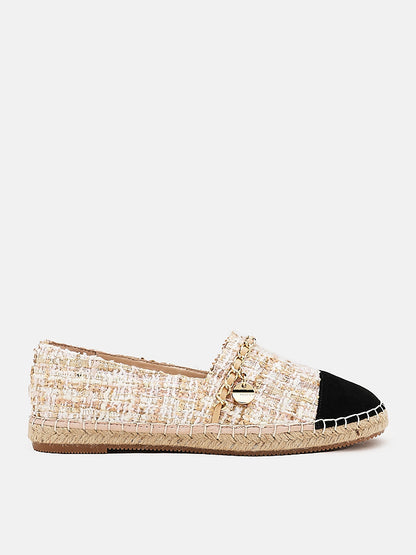 PAZZION, Heidi Colour Blocked Chained Espadrilles, Almond