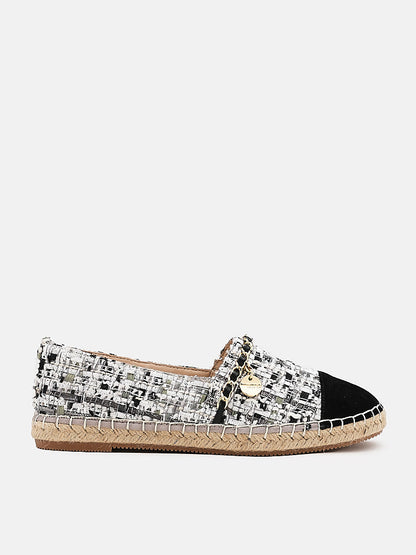 PAZZION, Heidi Colour Blocked Chained Espadrilles, Black