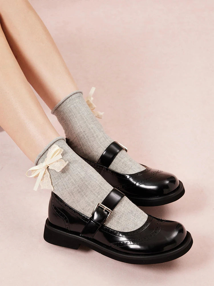 PAZZION, Helena Brogue Mary Janes, Black