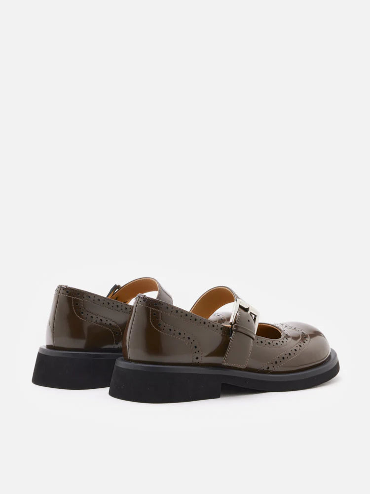 PAZZION, Helena Brogue Mary Janes, Darkbrown