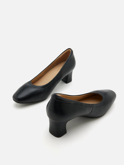 PAZZION, Herve Square Toe Low Heels, Black