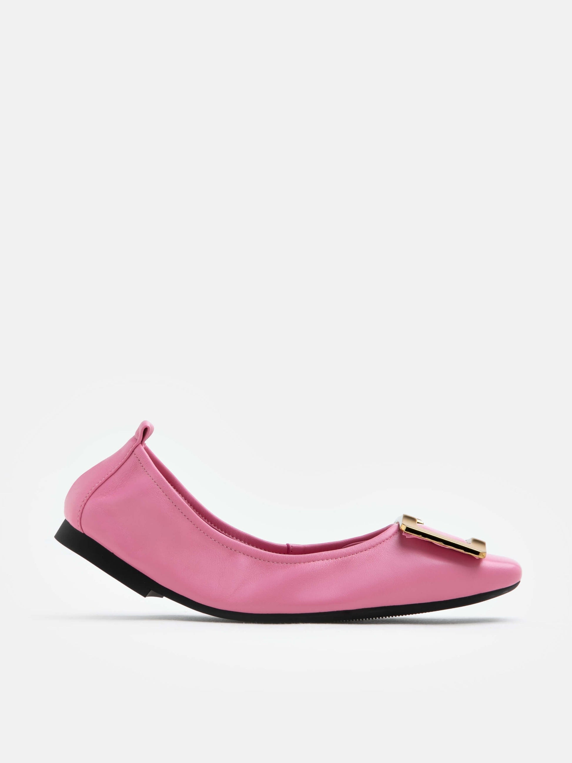 PAZZION, Huda Gold Buckle Foldable Flats, Pink