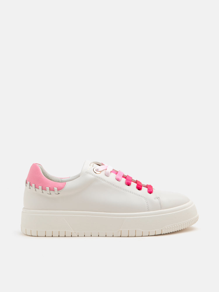 PAZZION, Icy Gradient Laced Up Leather Sneakers, Pink