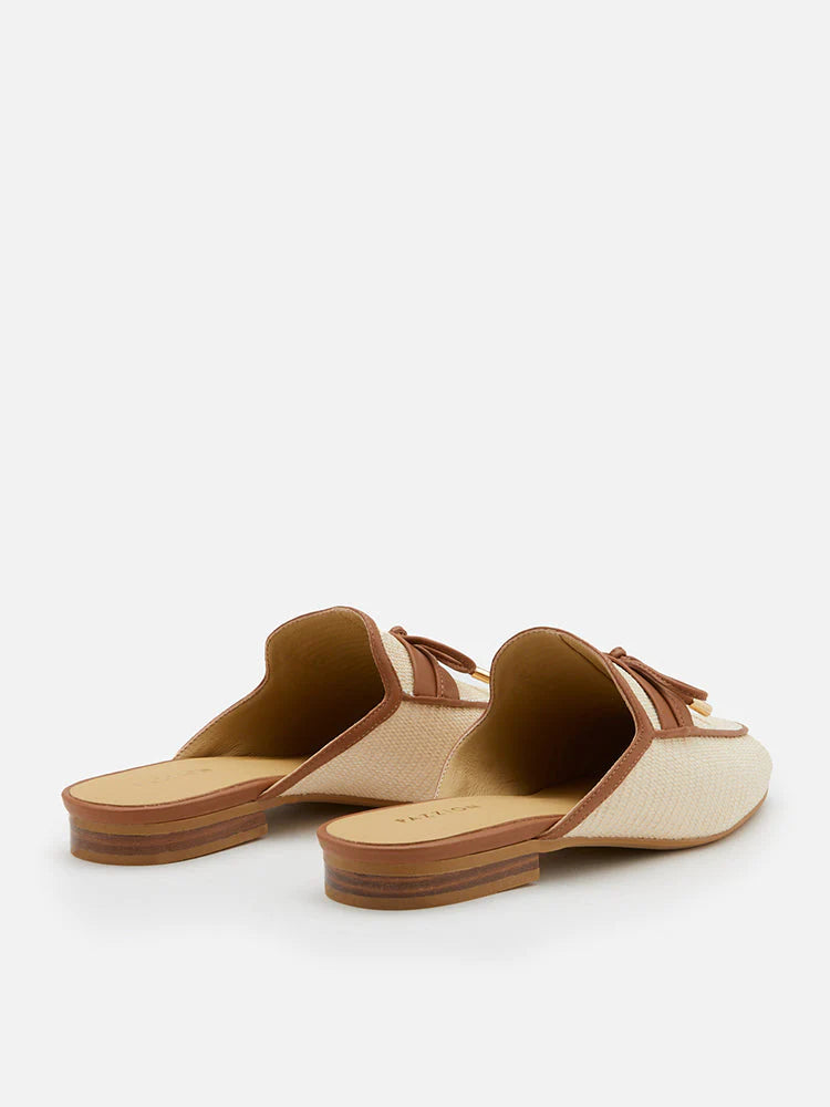 PAZZION, Imani Woven Bow Mules, Brown