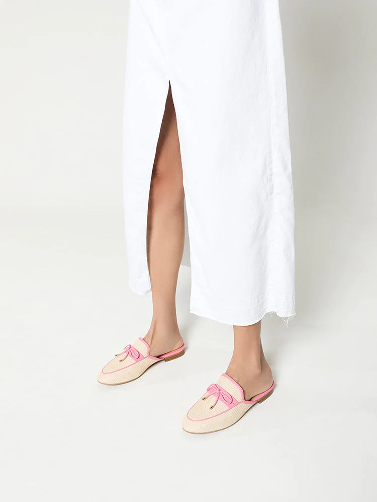 PAZZION, Imani Woven Bow Mules, Pink