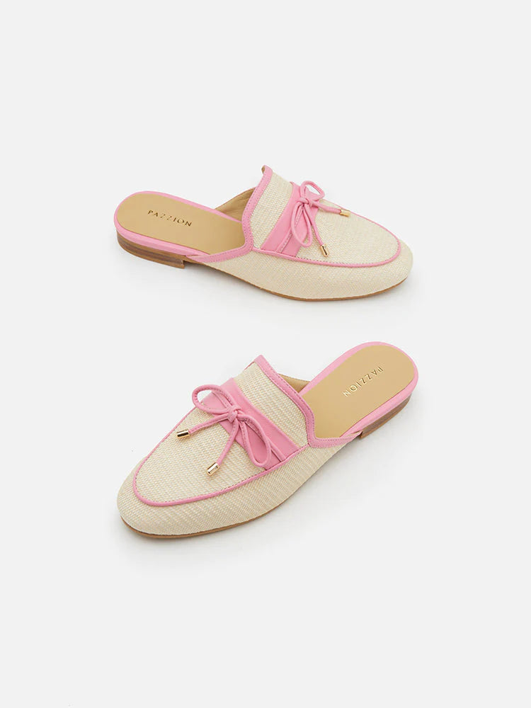 PAZZION, Imani Woven Bow Mules, Pink