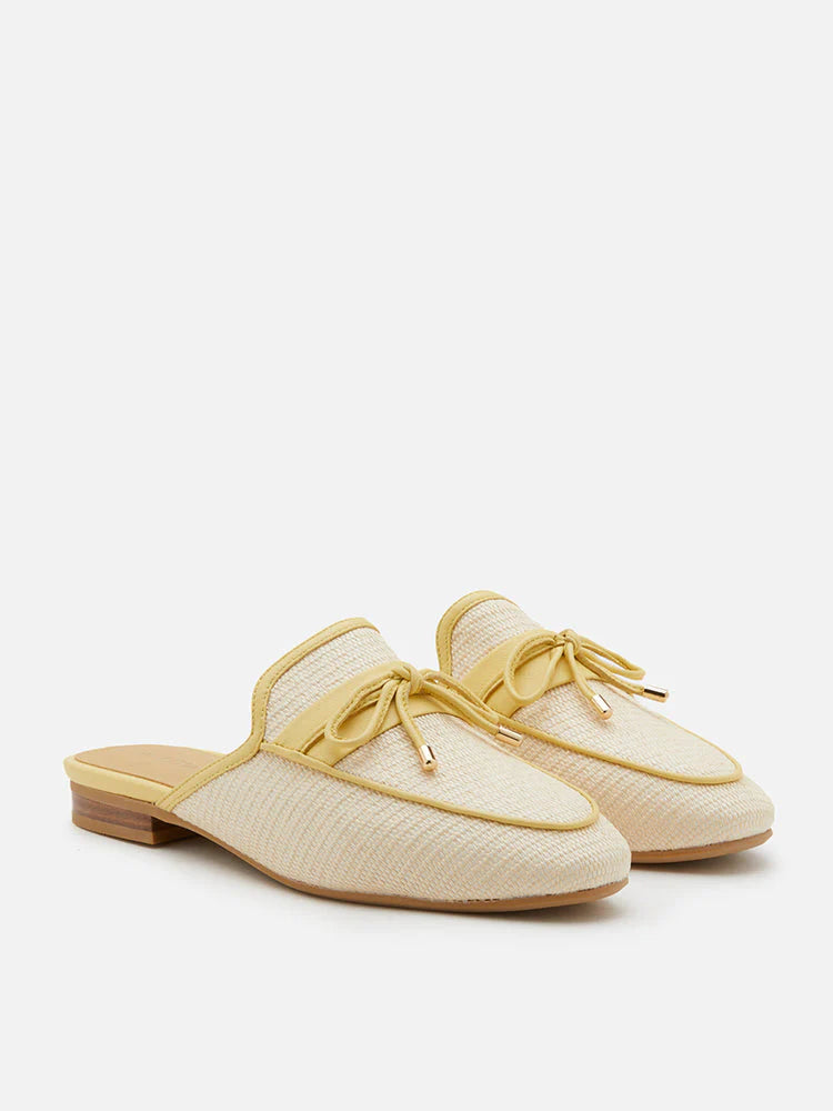 PAZZION, Imani Woven Bow Mules, Yellow