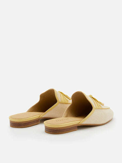 PAZZION, Imani Woven Bow Mules, Yellow