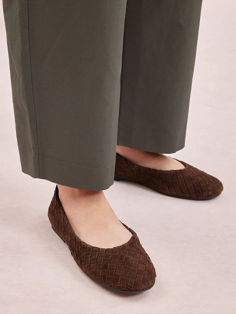 PAZZION, Imani Woven Flats, Darkbrown