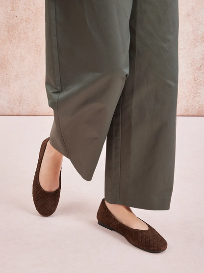PAZZION, Imani Woven Flats, Darkbrown