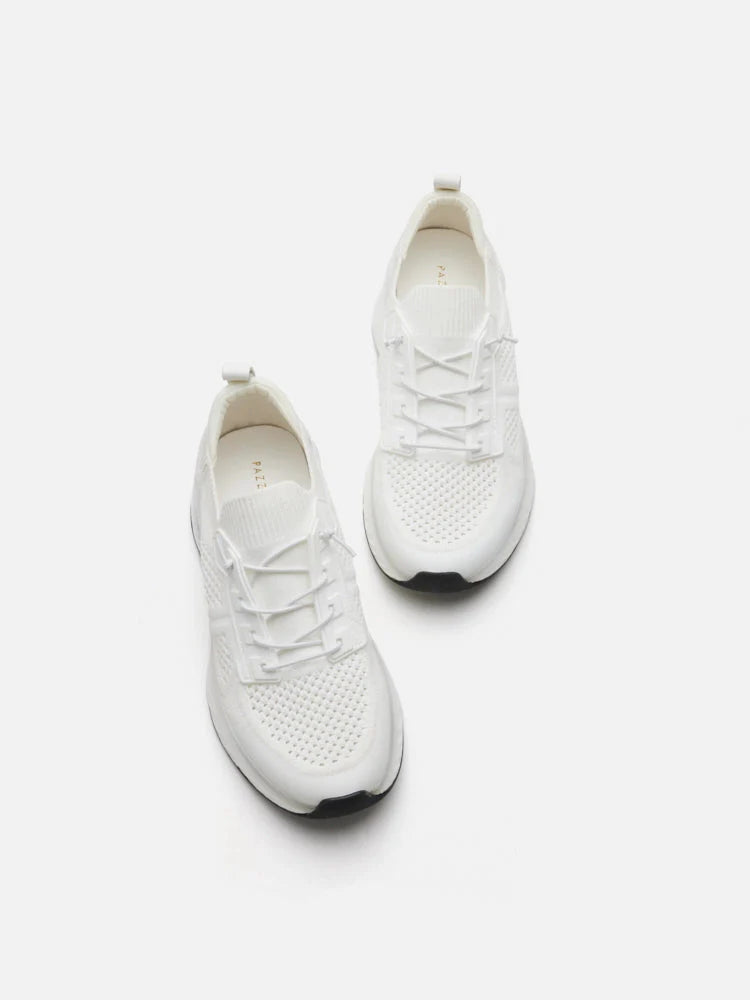 PAZZION, Iris Laced Flyknit Sneakers, White