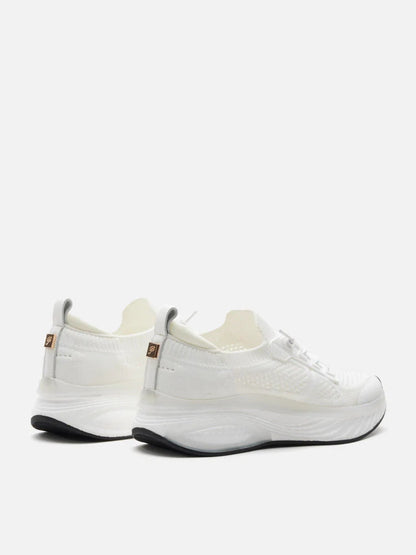 PAZZION, Iris Laced Flyknit Sneakers, White