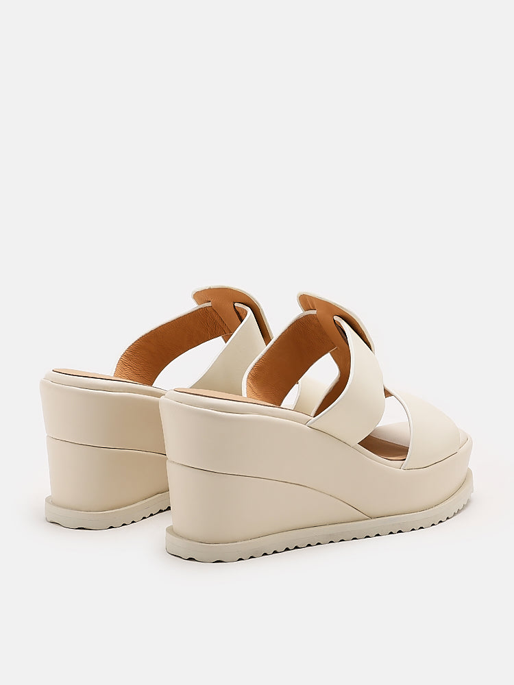 PAZZION, Ivy Leather Wedges, Beige