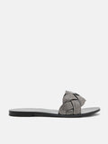PAZZION, Jada Weaved Slide Sandals, Pewter