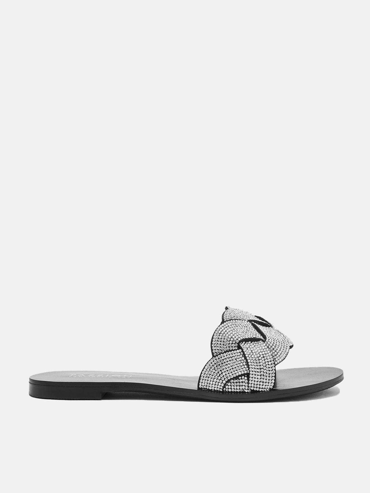 PAZZION, Jada Weaved Slide Sandals, Silver