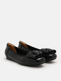 PAZZION, Jan Buckle Bow Square-Toe Flats, Black