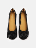 PAZZION, Jan Buckle Bow Square-Toe Flats, Black