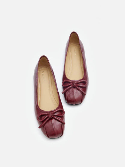 PAZZION, Janae Sculpted Bow Knot Flats, Wine