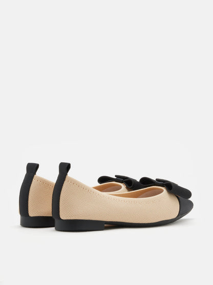 PAZZION, Janessa Flyknit Embellished Bow Flats, Almond