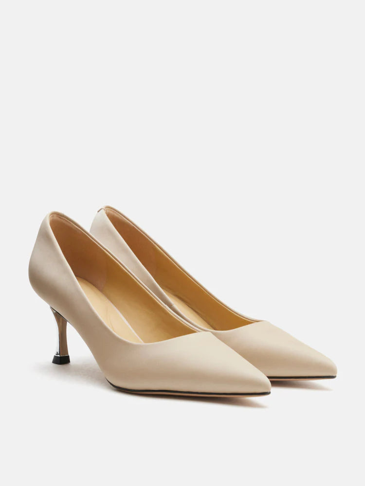 PAZZION, Janessa Pointed Toe Heels, Champagne