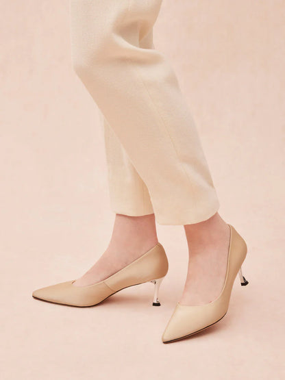 PAZZION, Janessa Pointed Toe Heels, Champagne