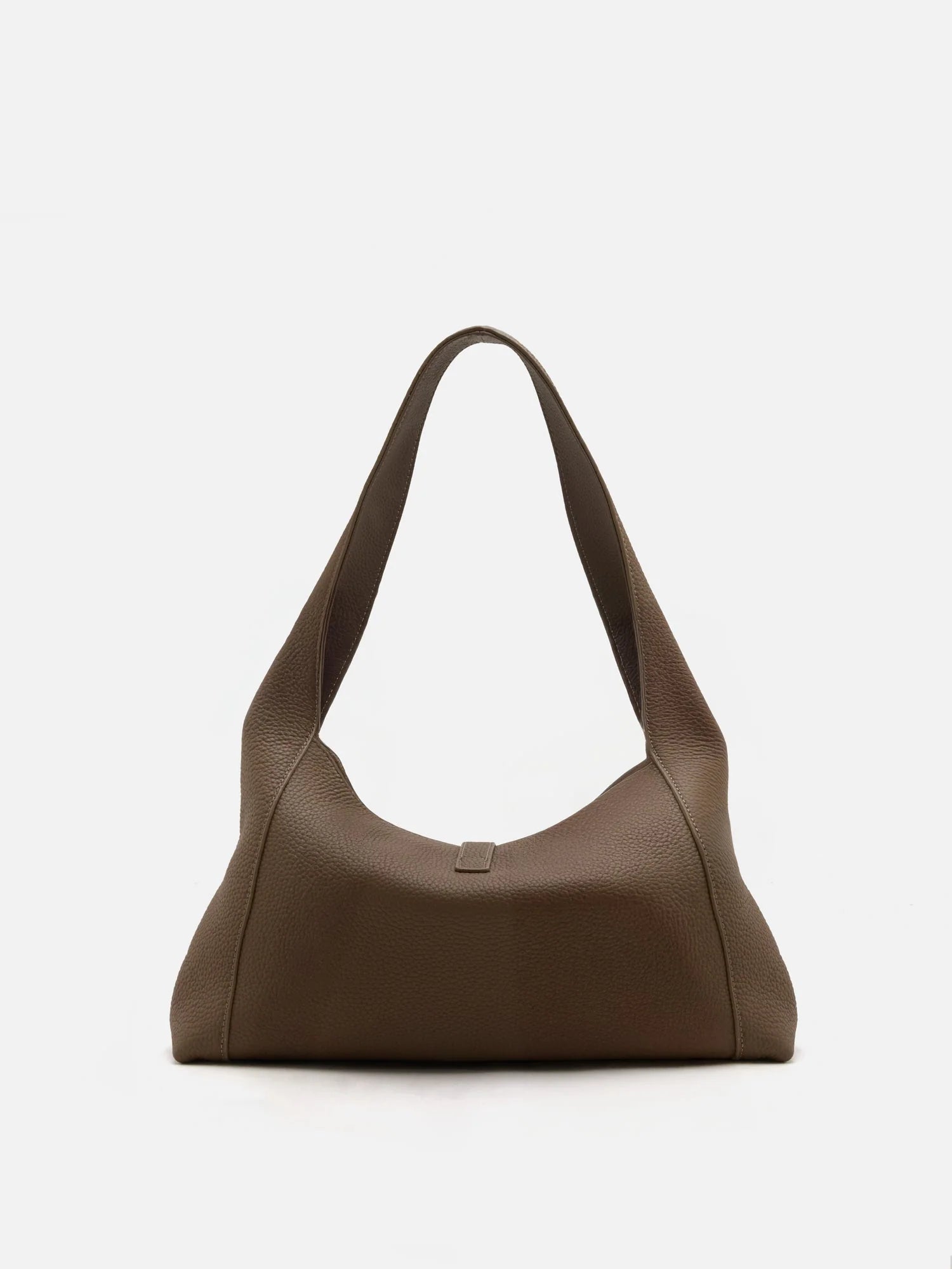 PAZZION, Jarelisse Clasp Buckle Leather Shoulder Bag, Khaki