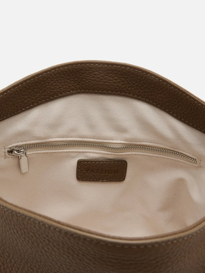 PAZZION, Jarelisse Clasp Buckle Leather Shoulder Bag, Khaki