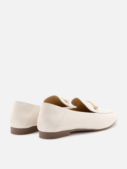 PAZZION, Jaya Minimalist Horsebit Loafers, Beige