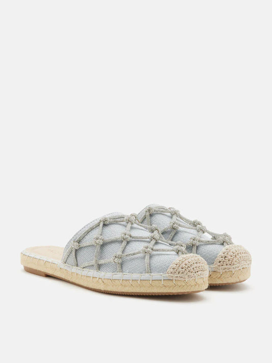 PAZZION, Jaylen Embellished Espadrille Mules, Silver