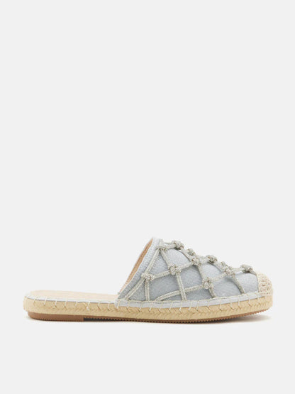 PAZZION, Jaylen Embellished Espadrille Mules, Silver