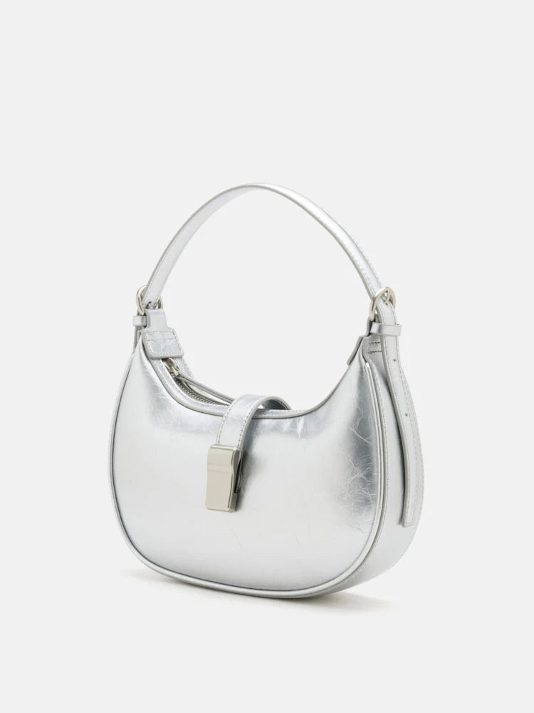 PAZZION, Jayne Metallic Accent Bag, Silver