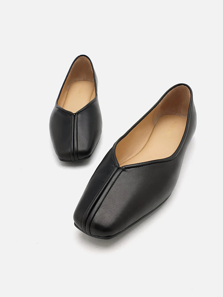 PAZZION, Jillian Square Toe Flats, Black