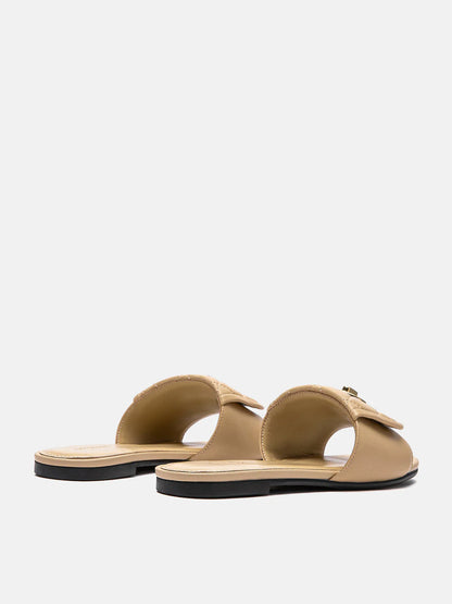 PAZZION, Jorialyn Quilted Leather Slides, Almond