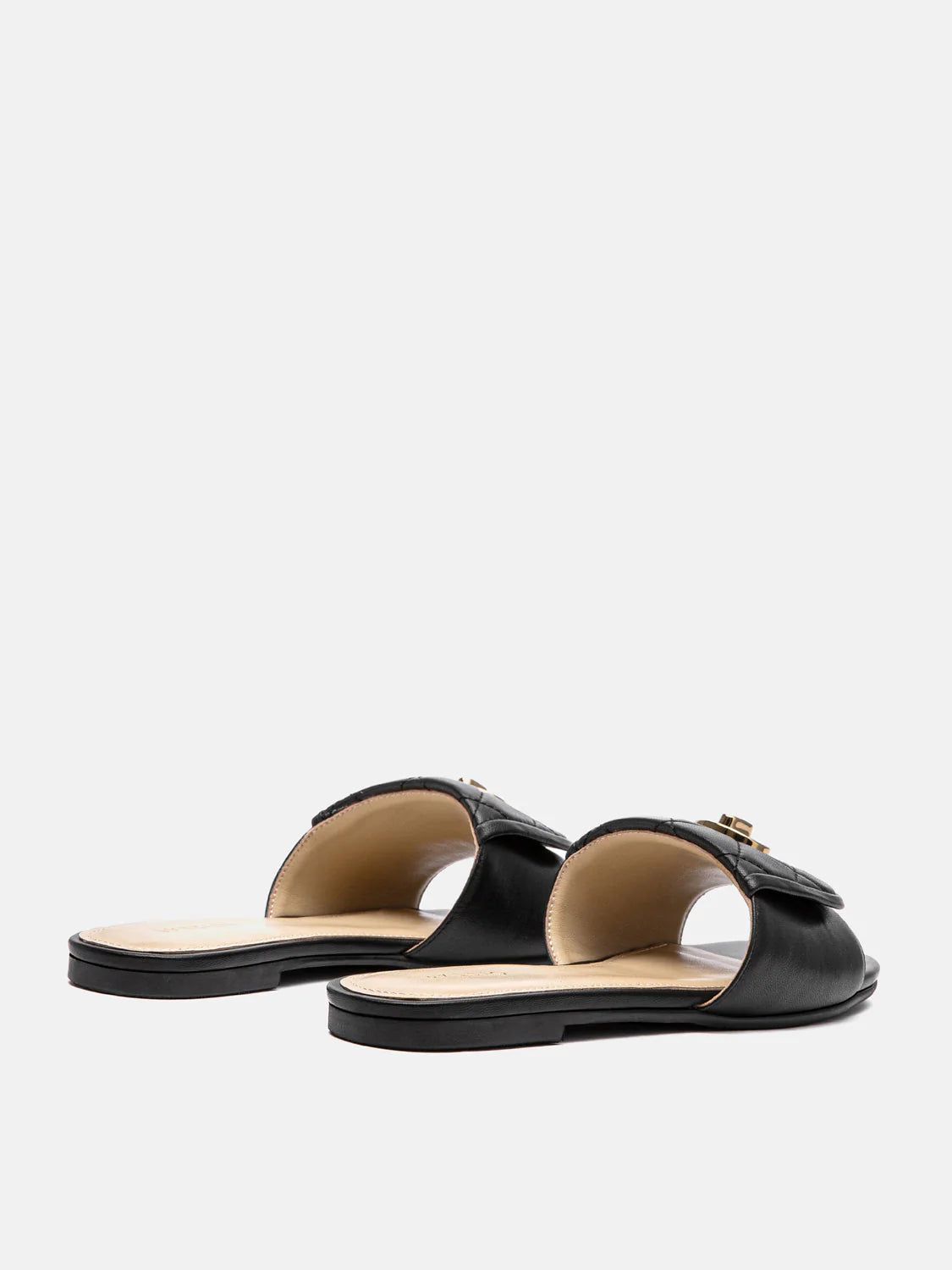 PAZZION, Jorialyn Quilted Leather Slides, Black