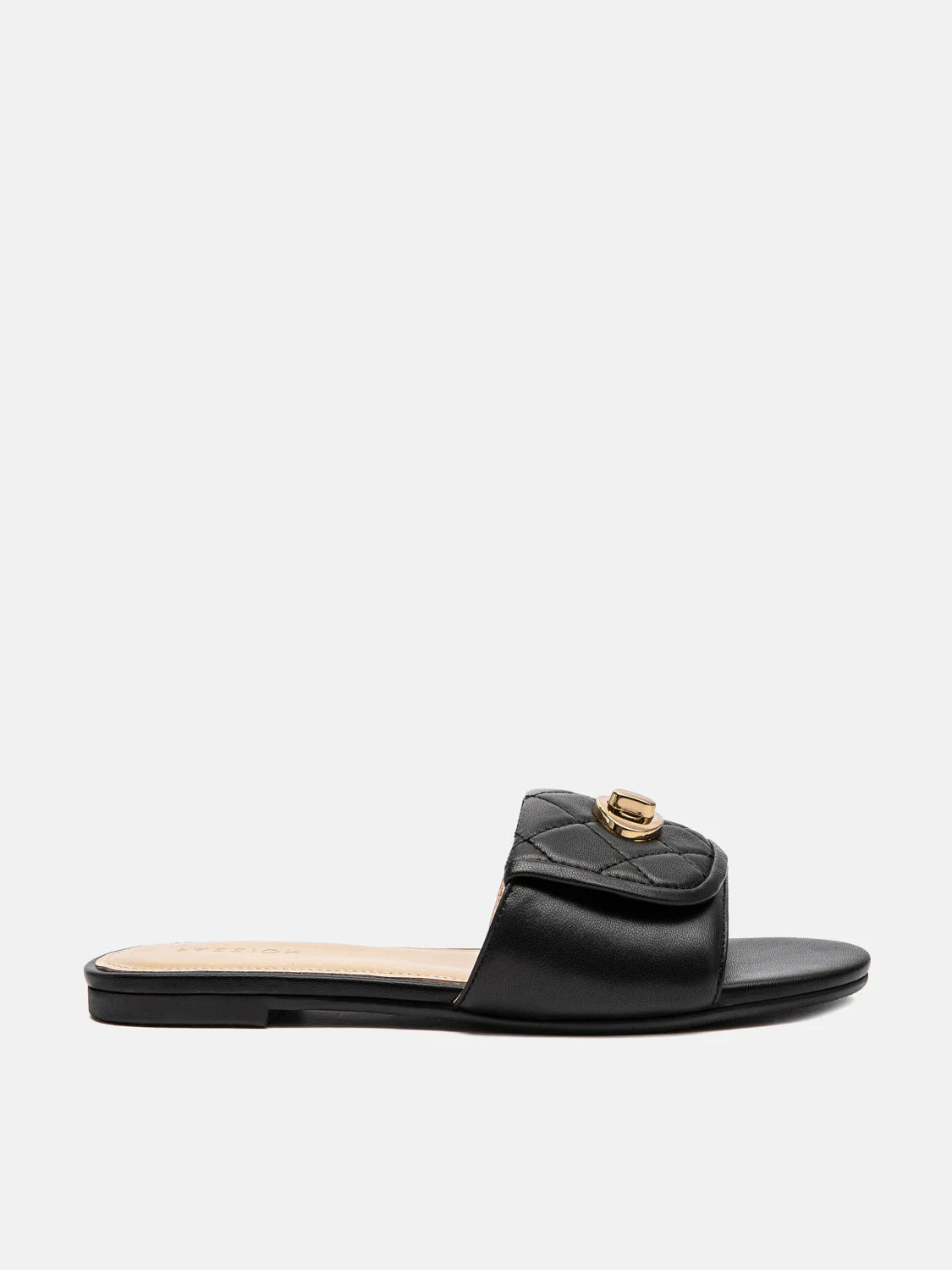 PAZZION, Jorialyn Quilted Leather Slides, Black