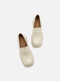 PAZZION, Josephine Patent Chunky Sole Loafer Heels, Beige