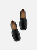 PAZZION, Josephine Patent Chunky Sole Loafer Heels, Black