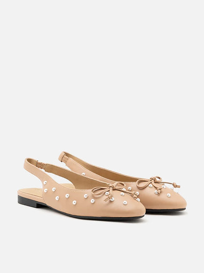 PAZZION, Journee Pearl Dï¿½cor Bow Slingbacks, Almond