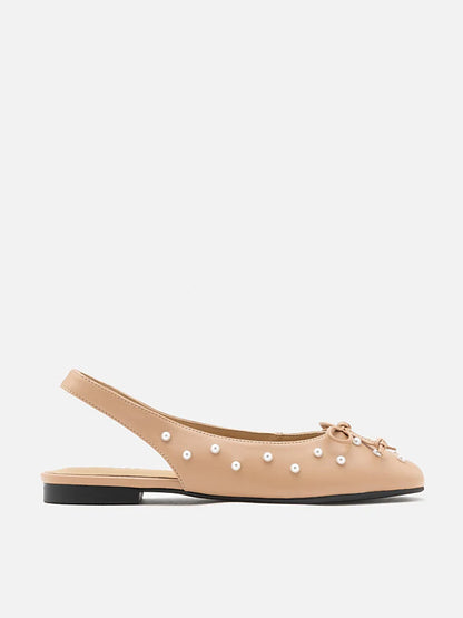 PAZZION, Journee Pearl Dï¿½cor Bow Slingbacks, Almond