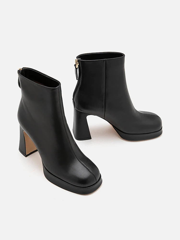 PAZZION, Jovanna Leather Ankle Boots, Black