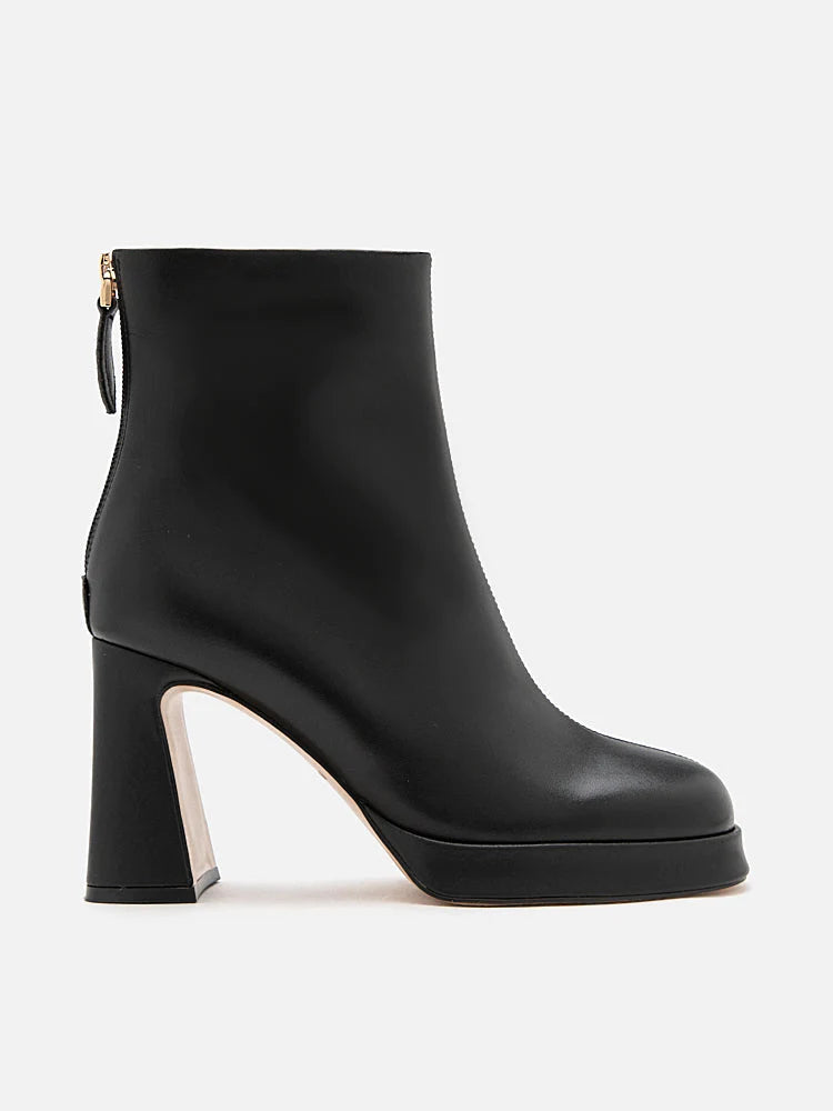 PAZZION, Jovanna Leather Ankle Boots, Black