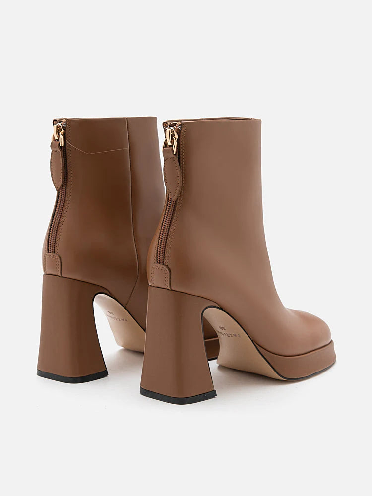 PAZZION, Jovanna Leather Ankle Boots, Brown