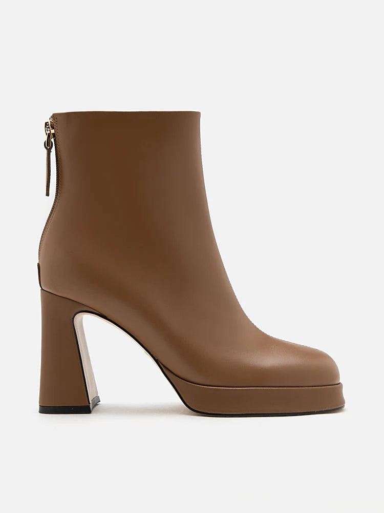 PAZZION, Jovanna Leather Ankle Boots, Brown