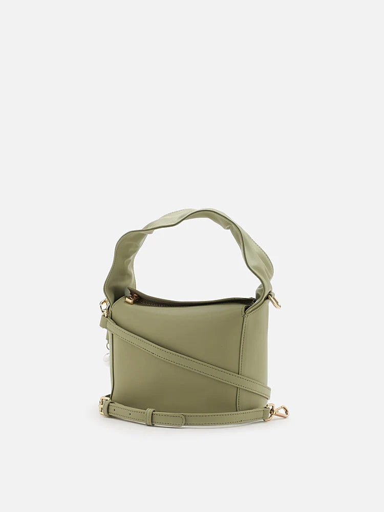 PAZZION, Jovie Ruched Strap Shoulder Bag, Green