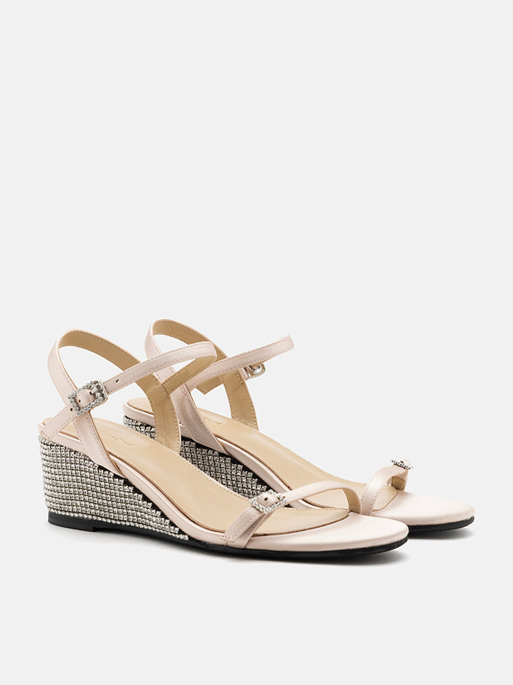 PAZZION, Juniper Crystal Embellished Wedges, Champagne