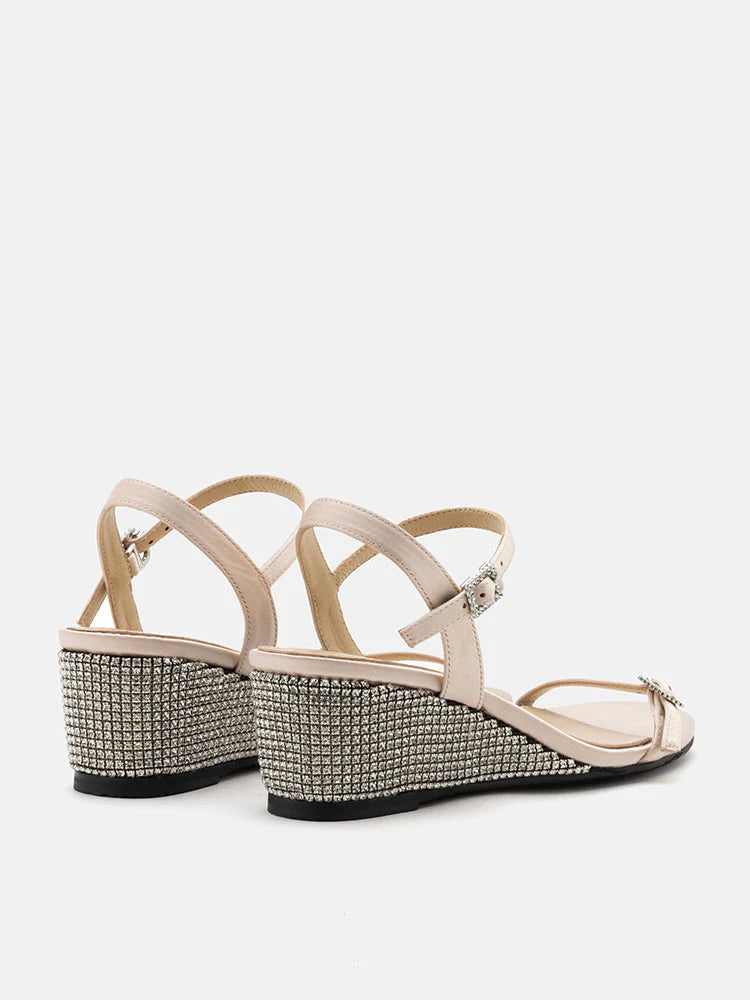 PAZZION, Juniper Crystal Embellished Wedges, Champagne